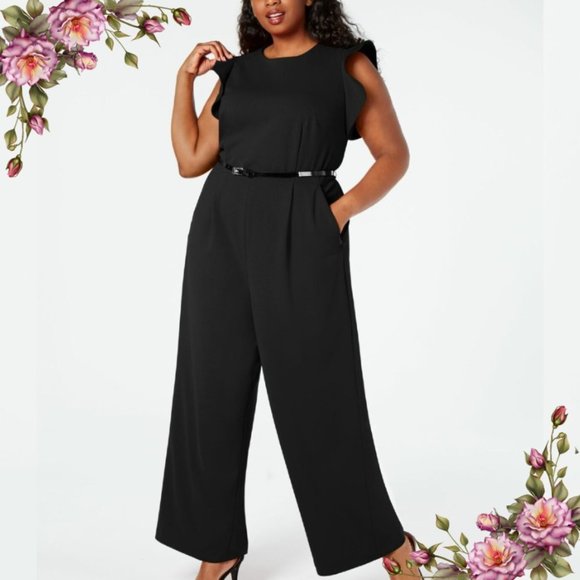 Calvin Klein Pants - Calvin Klein ruffle sleeve jumpsuit with belt